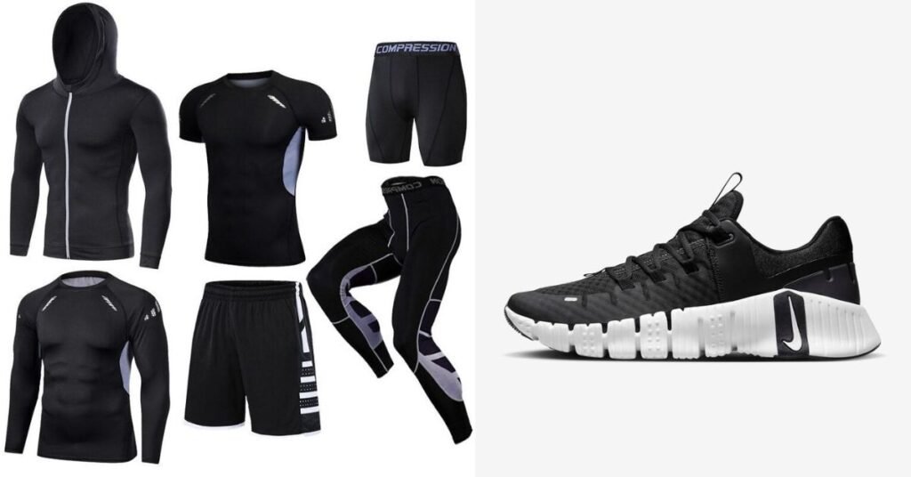 essential clothed and shoes for men in gym