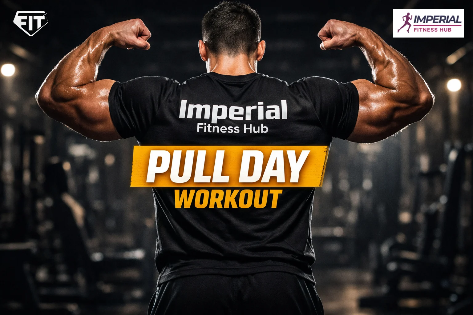 Muscular man flexing back muscles for Pull Day Workout - Imperial Fitness Hub.