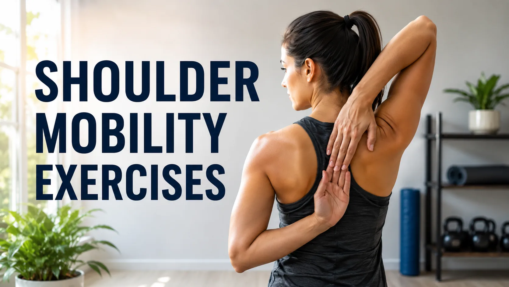 Shoulder mobility exercises using a behind-the-back stretch to improve flexibility and range of motion.